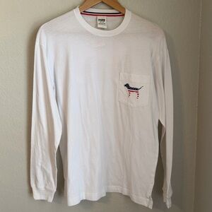 Victoria’s Secret PINK Long Sleeve Cotton Tee American Flag Dog Logo NWT Size XS